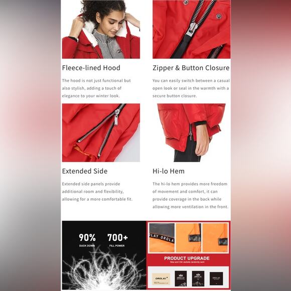 OROLAY 092 Universe Classics Women's Thickened Down Jacket Gray Size Large New - Picture 4 of 9